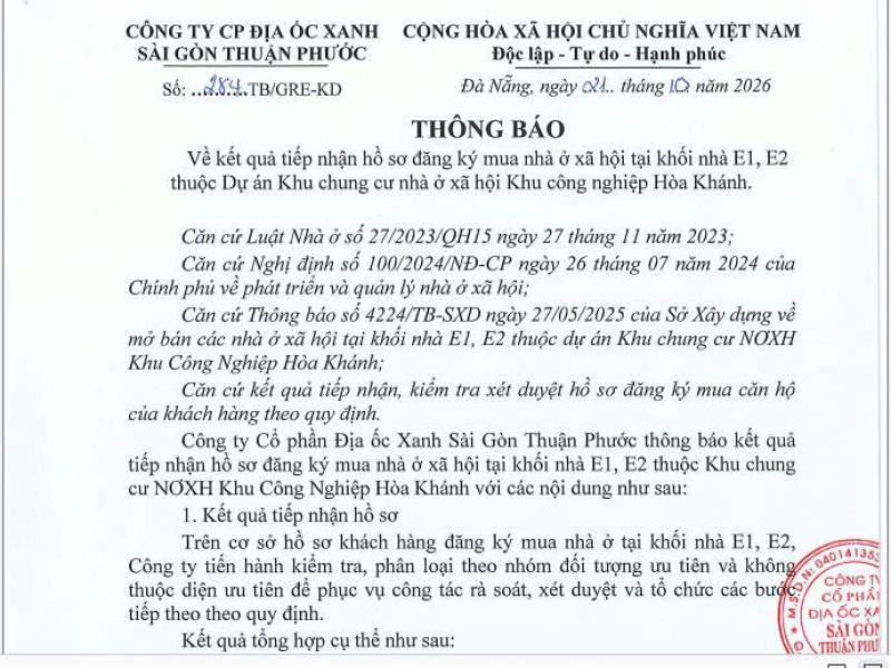TB KQ TIẾP NHẬN HỒ SƠ ĐĂNG KÝ MUA NOXH KHỐI NHÀ E1-E2 VÀ QUY CHẾ TỔ CHỨC BỐC THĂM QUYỀN MUA NOXH